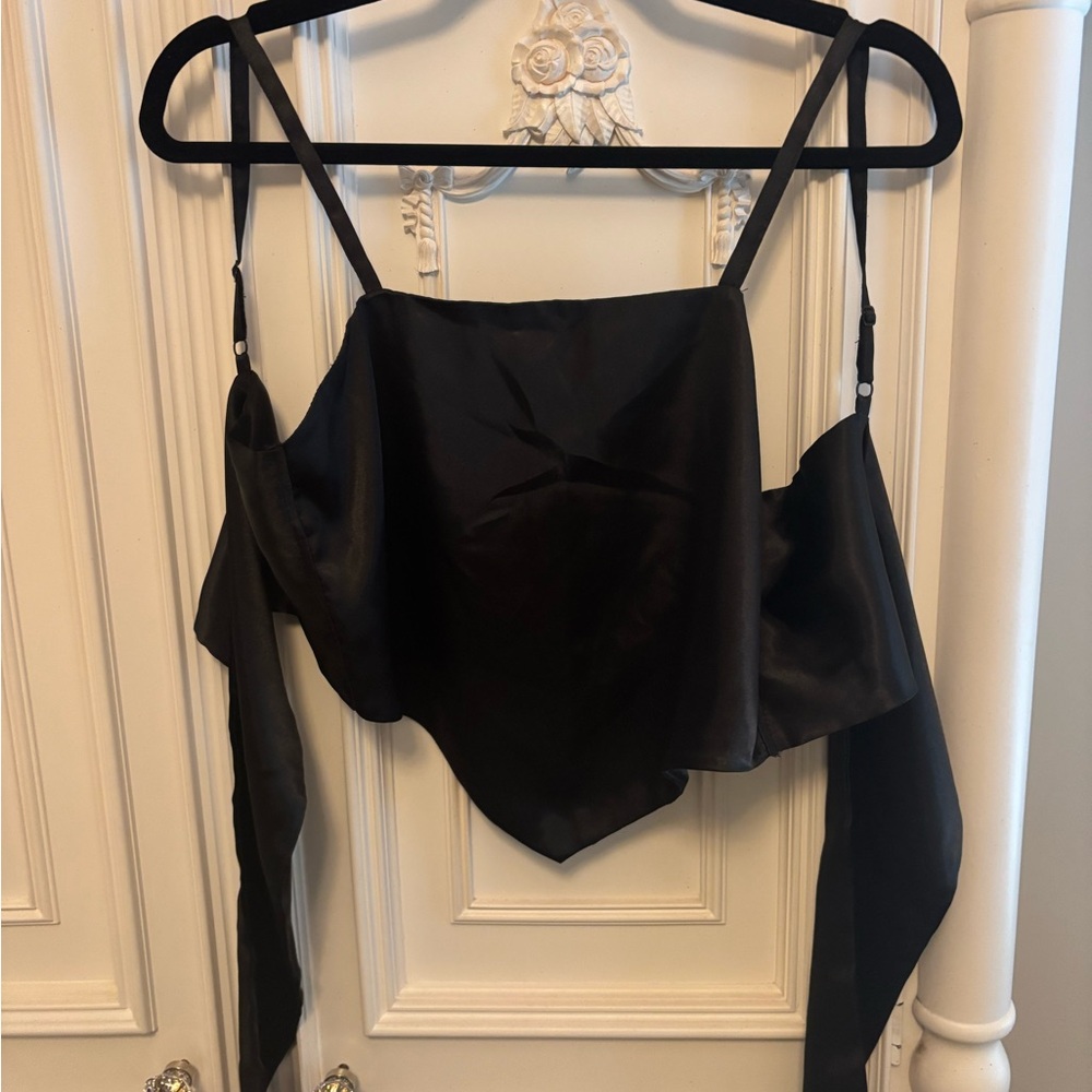 Elegant Black Satin Women's Top